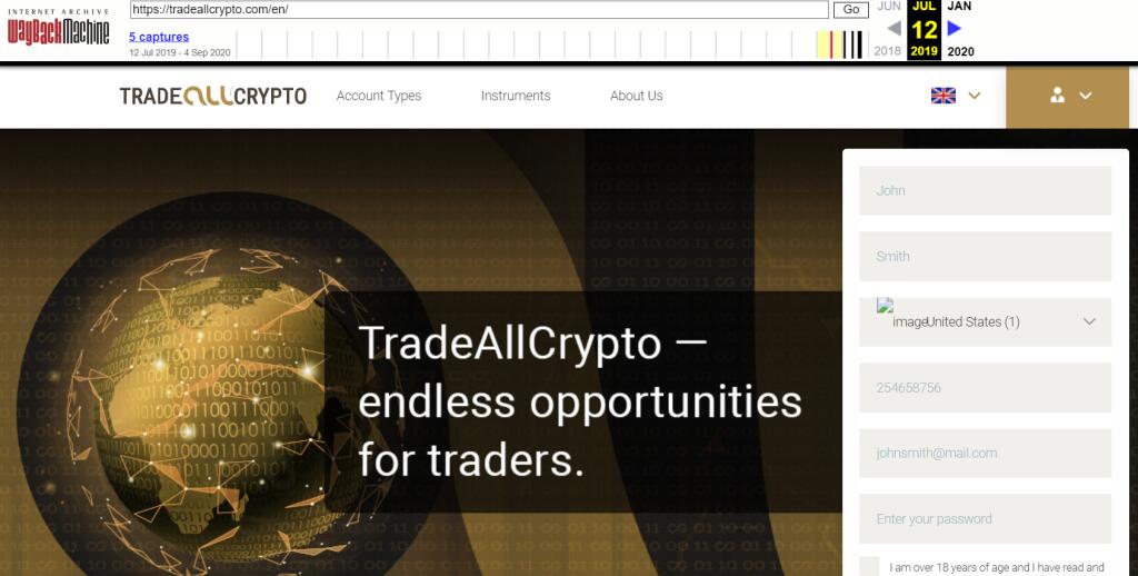 Криптовалютный брокер TradeAllCrypto: торговые условия